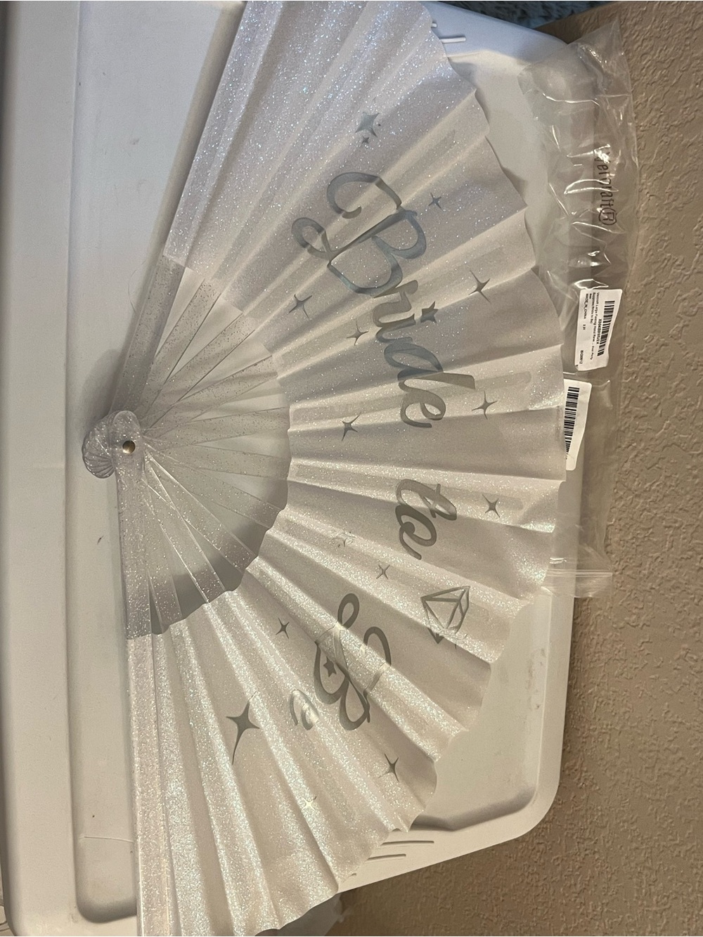 Bride-to-Be Glitter White Hand Fan